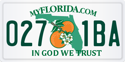 FL license plate 0271BA