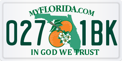 FL license plate 0271BK