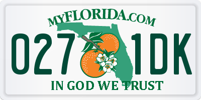 FL license plate 0271DK