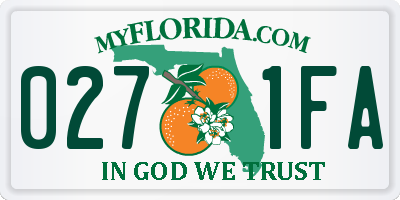 FL license plate 0271FA
