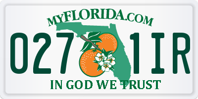 FL license plate 0271IR