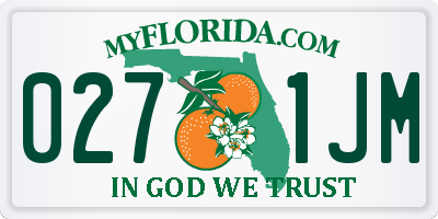 FL license plate 0271JM