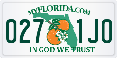 FL license plate 0271JO