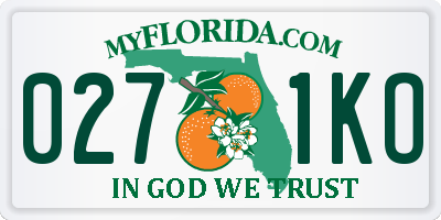 FL license plate 0271KO