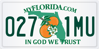 FL license plate 0271MU