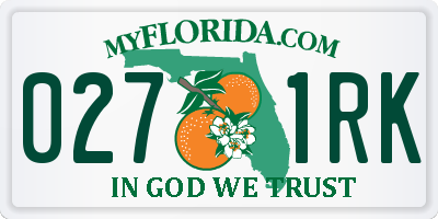 FL license plate 0271RK