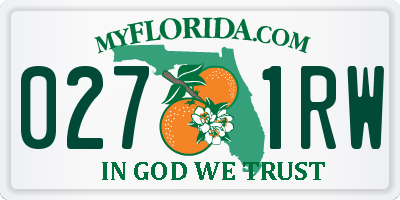 FL license plate 0271RW