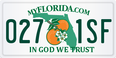 FL license plate 0271SF