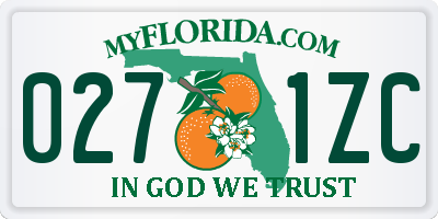 FL license plate 0271ZC