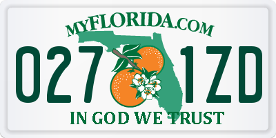 FL license plate 0271ZD