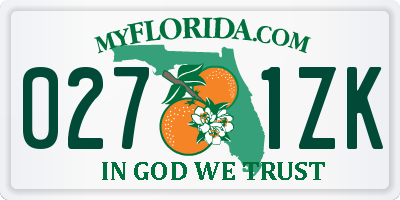 FL license plate 0271ZK