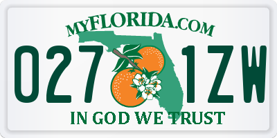 FL license plate 0271ZW