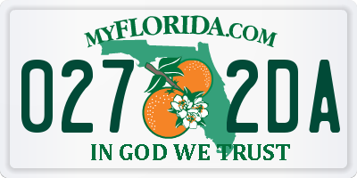 FL license plate 0272DA