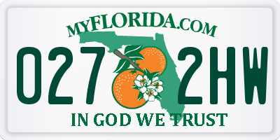 FL license plate 0272HW