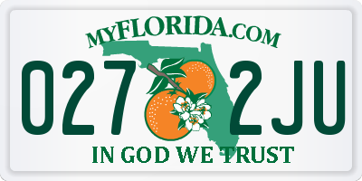 FL license plate 0272JU