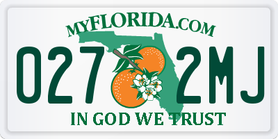 FL license plate 0272MJ
