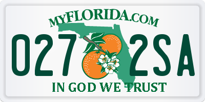 FL license plate 0272SA
