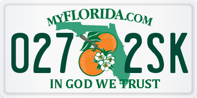 FL license plate 0272SK