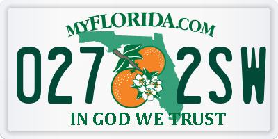 FL license plate 0272SW