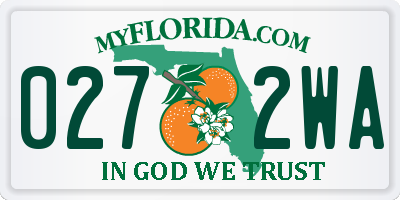 FL license plate 0272WA