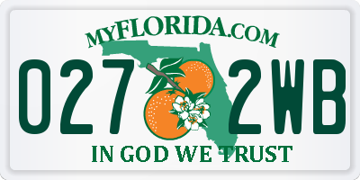 FL license plate 0272WB