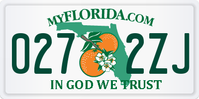 FL license plate 0272ZJ