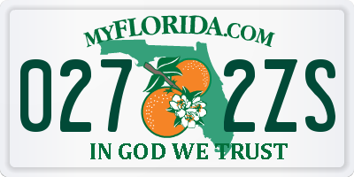 FL license plate 0272ZS