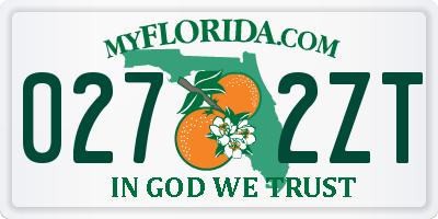 FL license plate 0272ZT