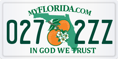 FL license plate 0272ZZ