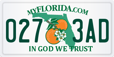 FL license plate 0273AD