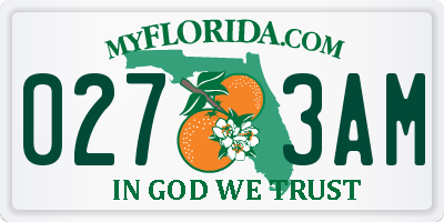 FL license plate 0273AM