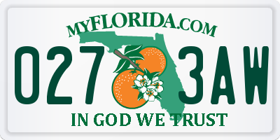 FL license plate 0273AW