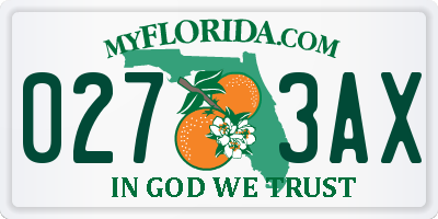 FL license plate 0273AX