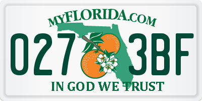 FL license plate 0273BF