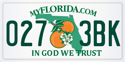 FL license plate 0273BK