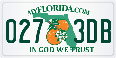 FL license plate 0273DB
