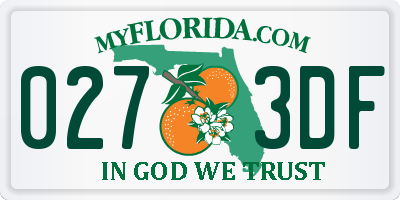 FL license plate 0273DF