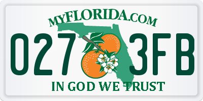 FL license plate 0273FB