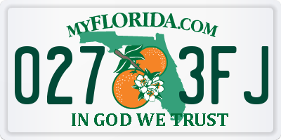 FL license plate 0273FJ
