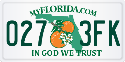 FL license plate 0273FK