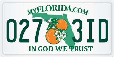 FL license plate 0273ID