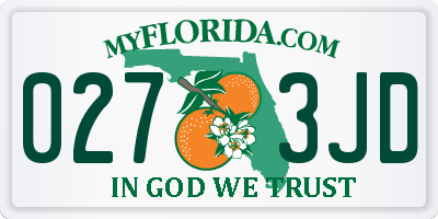 FL license plate 0273JD