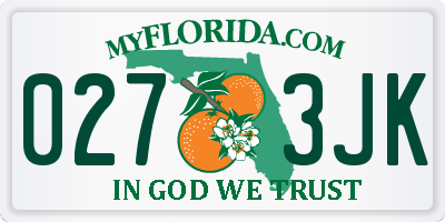 FL license plate 0273JK