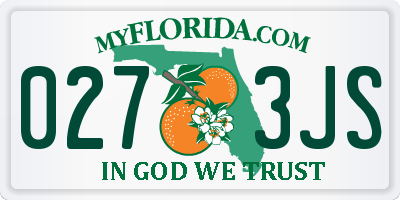 FL license plate 0273JS