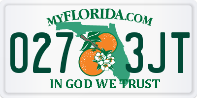 FL license plate 0273JT