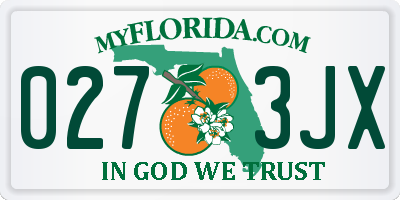 FL license plate 0273JX