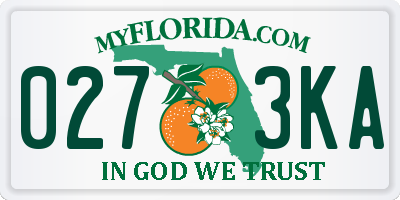 FL license plate 0273KA