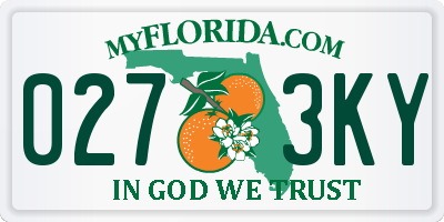 FL license plate 0273KY