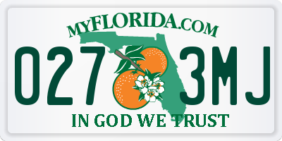 FL license plate 0273MJ
