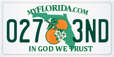 FL license plate 0273ND